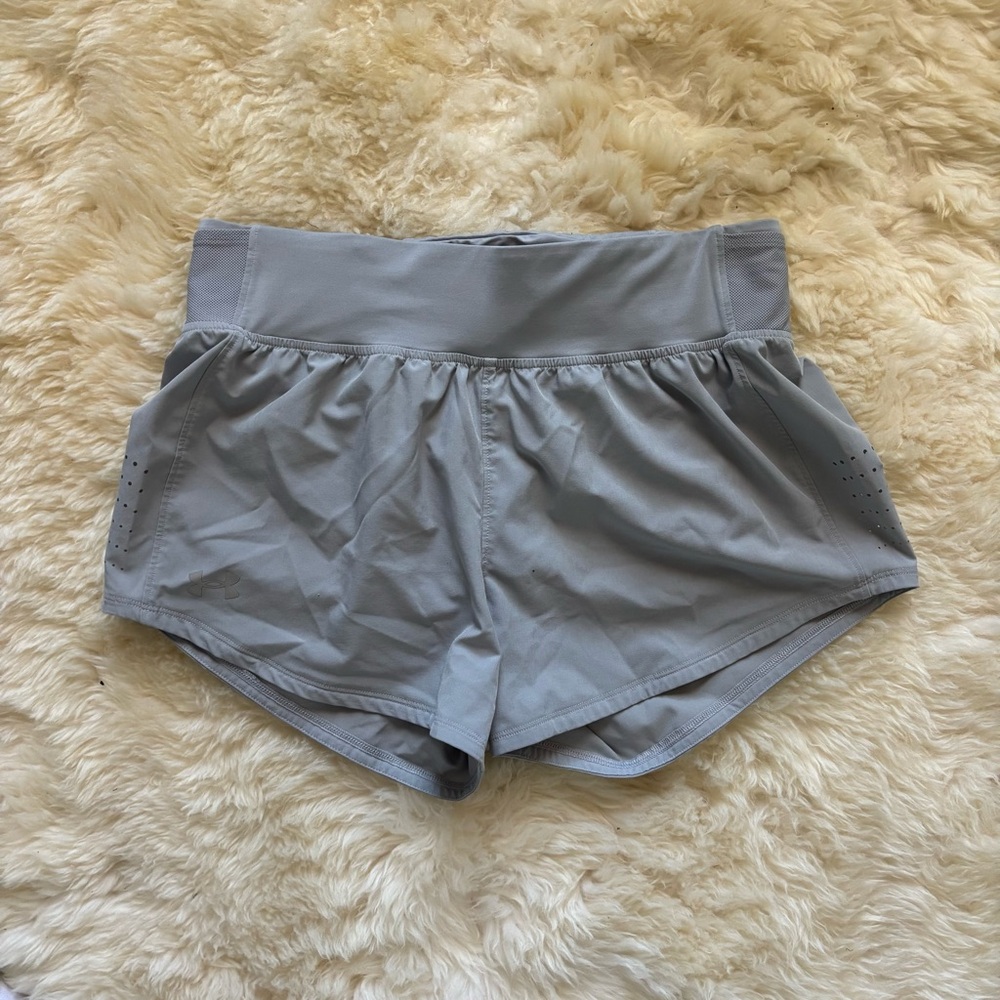Under Armour Light Gray Running Athletic Shorts with Side Ventilation